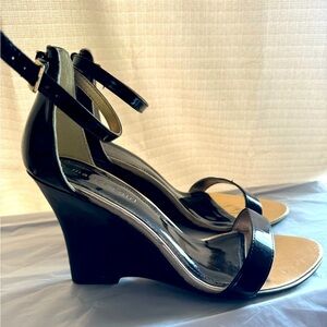 Size 10 Madden Girl patent leather 4” heel strappy sandals.